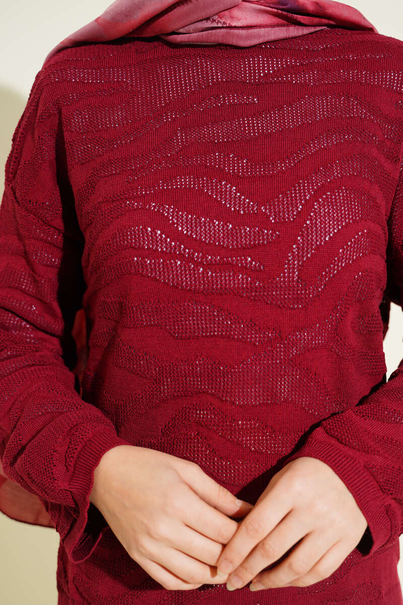 Zebra Desen Triko Kazak