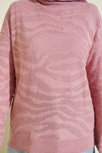 Zebra Desen Triko Kazak