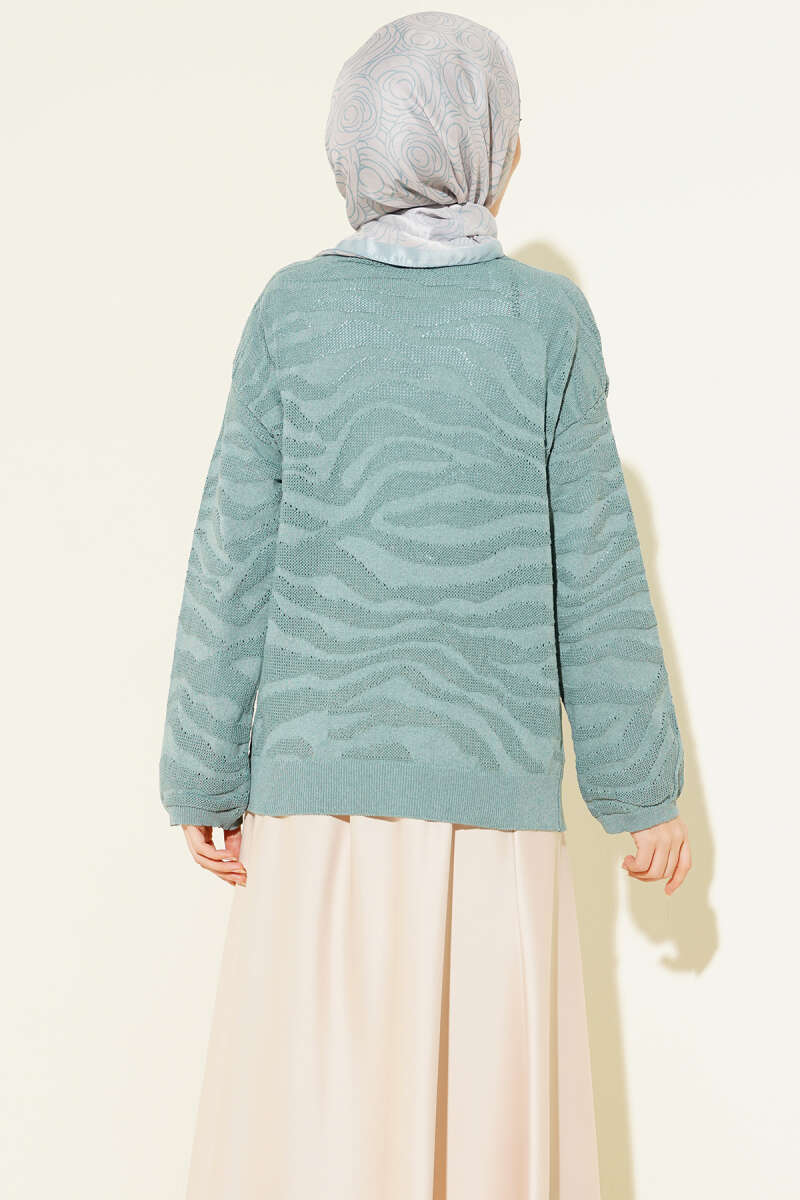 Zebra Desen Triko Kazak