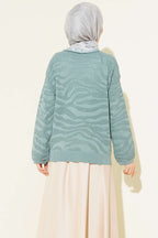 Zebra Desen Triko Kazak