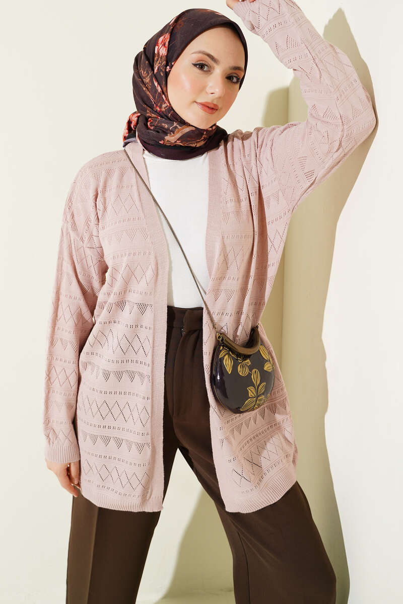 Zigzag Ajurlu Basic Triko Hırka