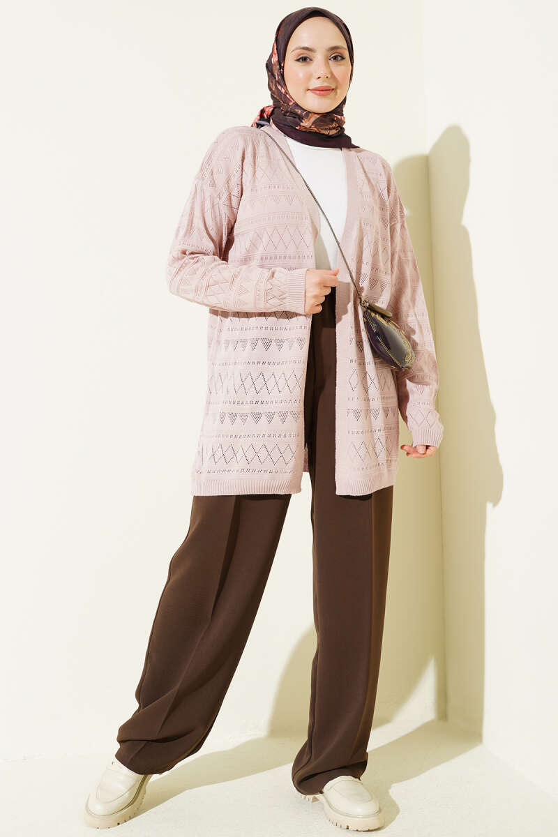 Zigzag Ajurlu Basic Triko Hırka