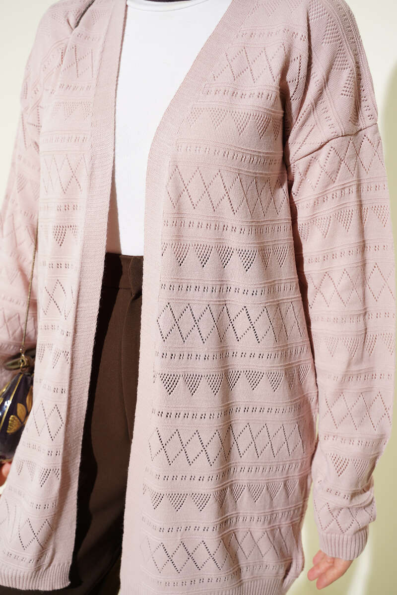 Zigzag Ajurlu Basic Triko Hırka