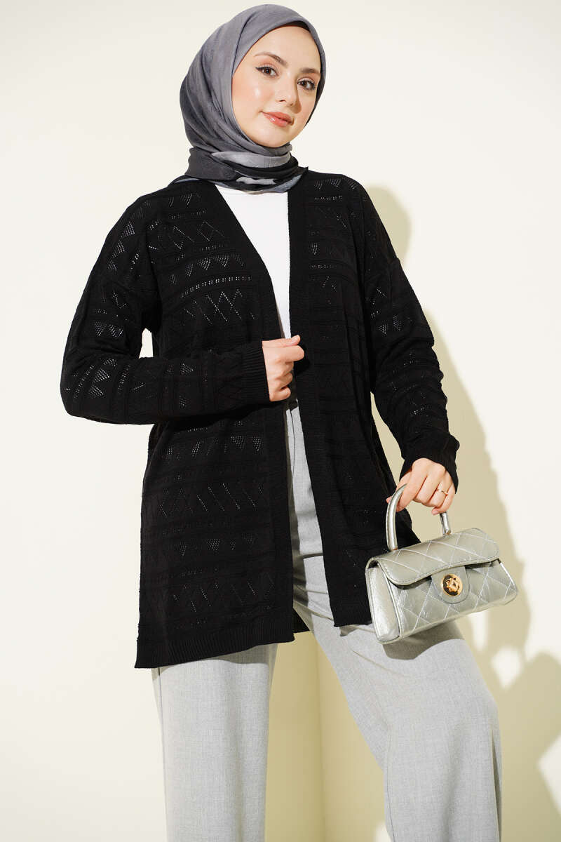 Zigzag Ajurlu Basic Triko Hırka