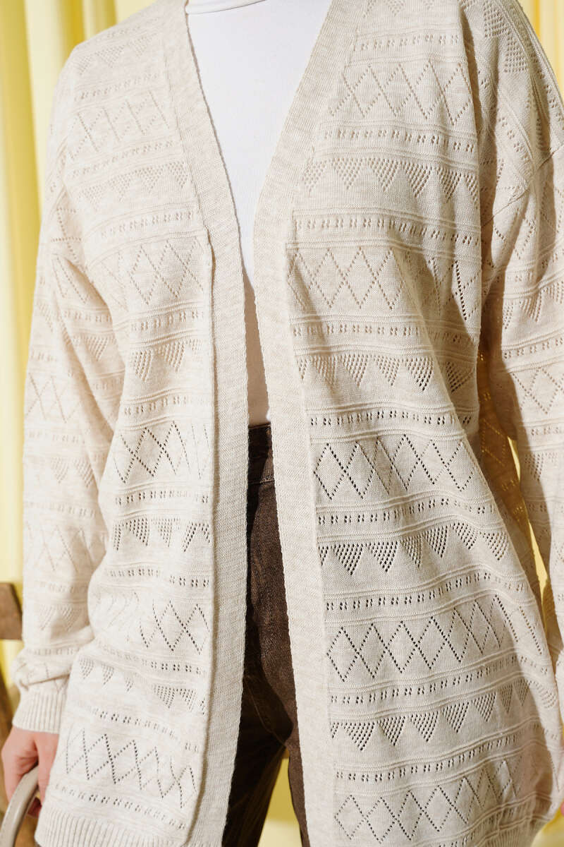 Zigzag Ajurlu Basic Triko Hırka