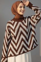 Zigzag Desen Triko Kazak