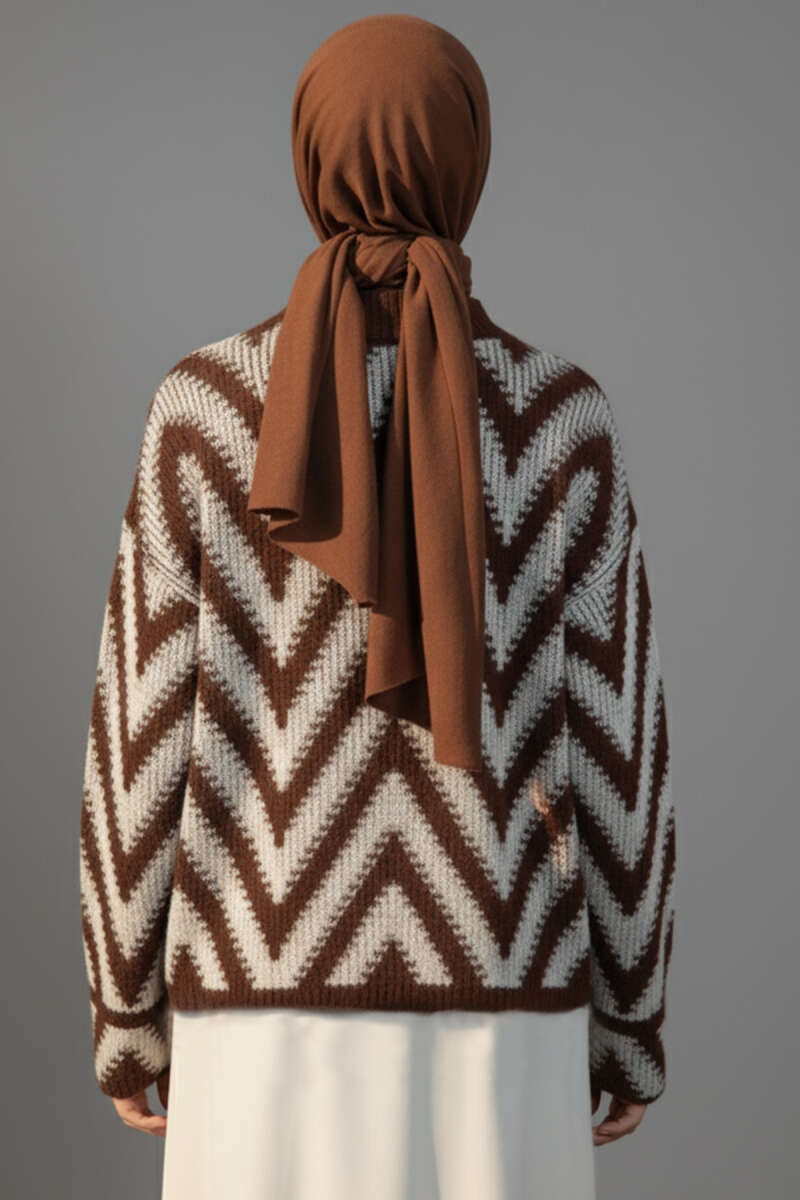 Zigzag Desen Triko Kazak