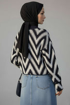 Zigzag Desen Triko Kazak