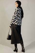 Zigzag Desen Triko Kazak