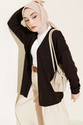 Zigzag Desenli Triko Basic Hırka
