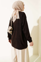 Zigzag Desenli Triko Basic Hırka