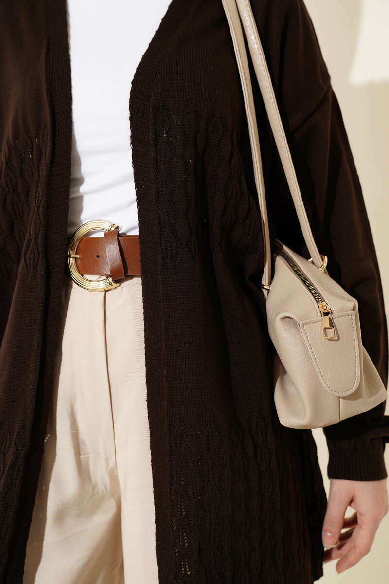 Zigzag Desenli Triko Basic Hırka