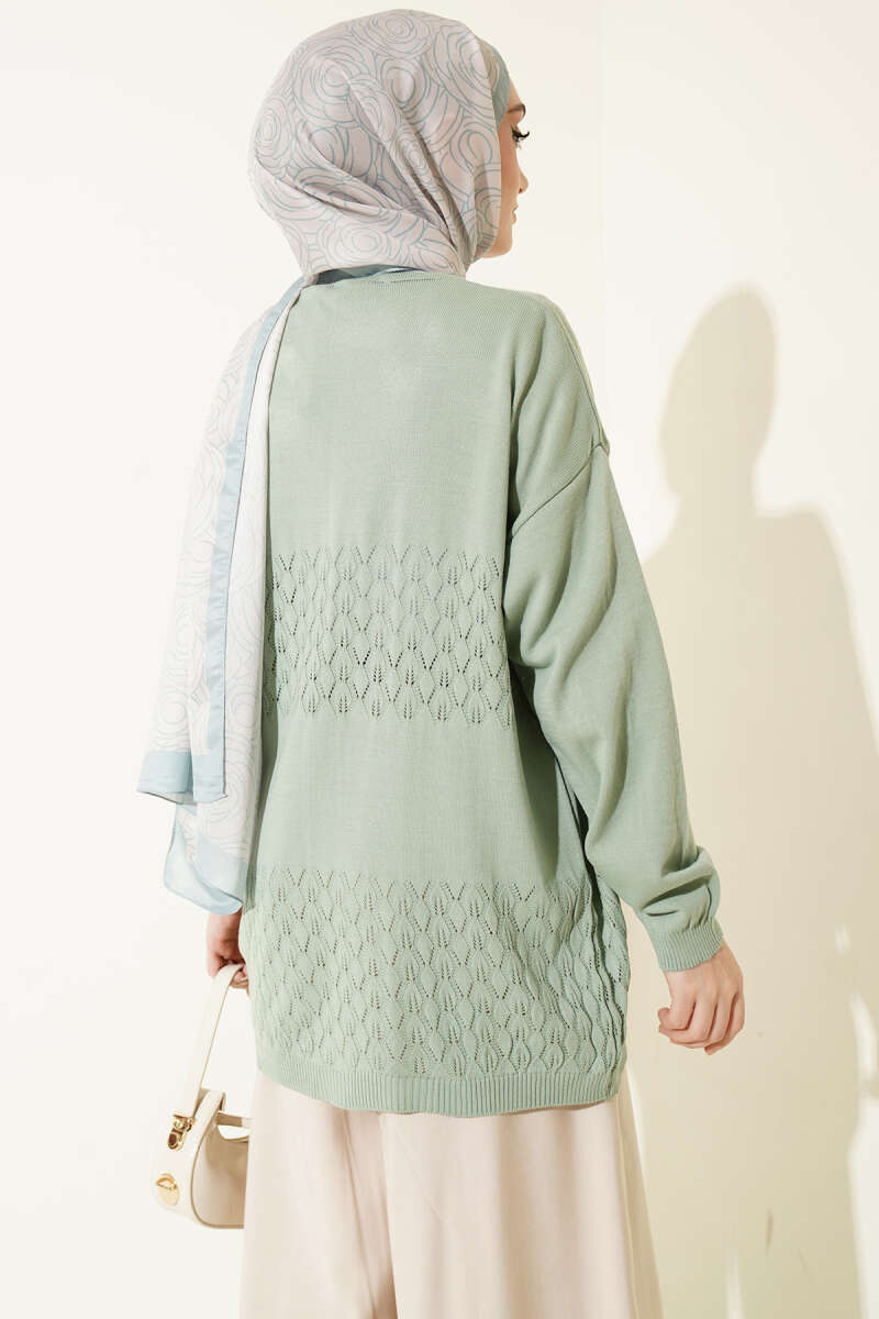 Zigzag Desenli Triko Basic Hırka