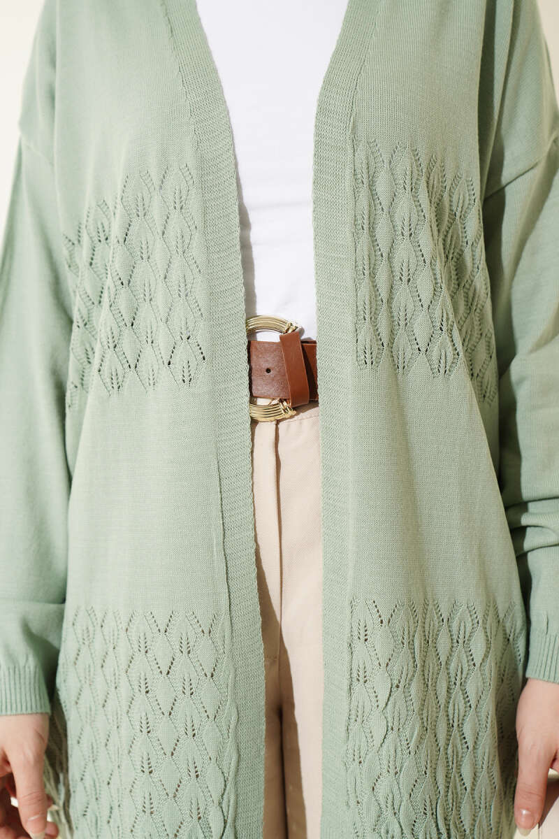 Zigzag Desenli Triko Basic Hırka