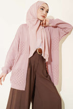Zigzag Desenli Triko Basic Hırka