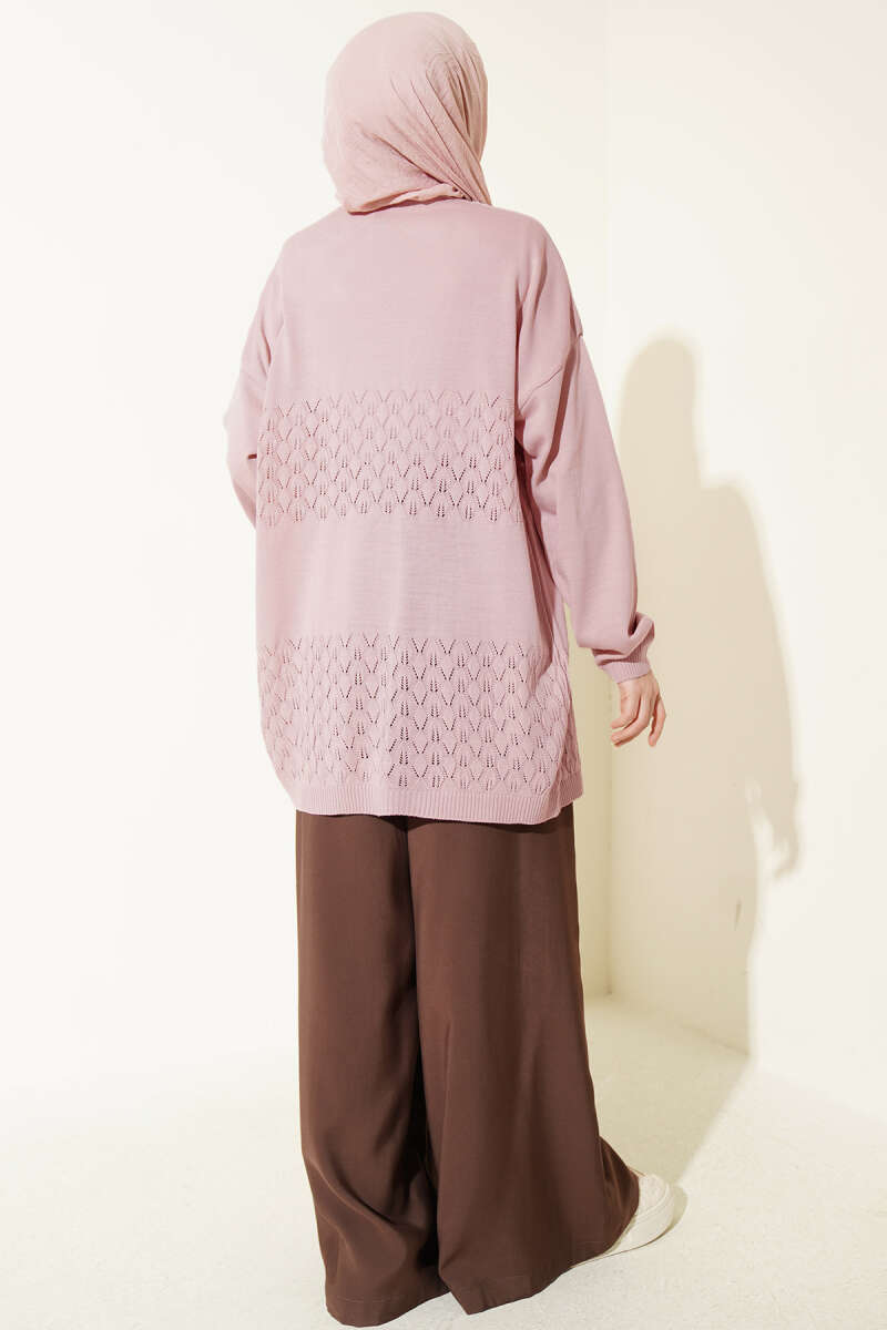 Zigzag Desenli Triko Basic Hırka