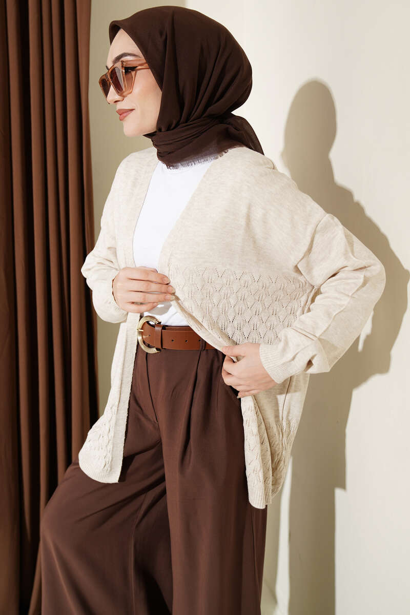 Zigzag Desenli Triko Basic Hırka