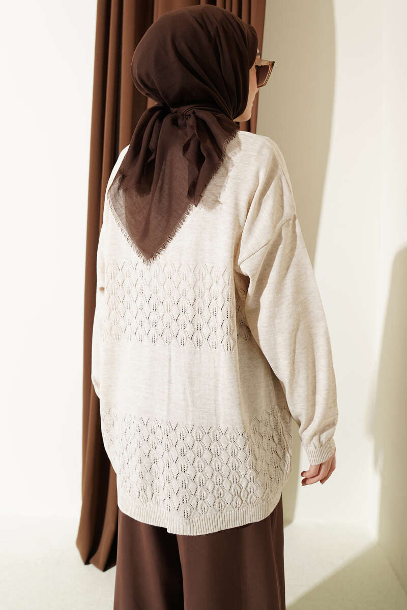 Zigzag Desenli Triko Basic Hırka