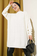 Zigzag Örgü Triko Tunik