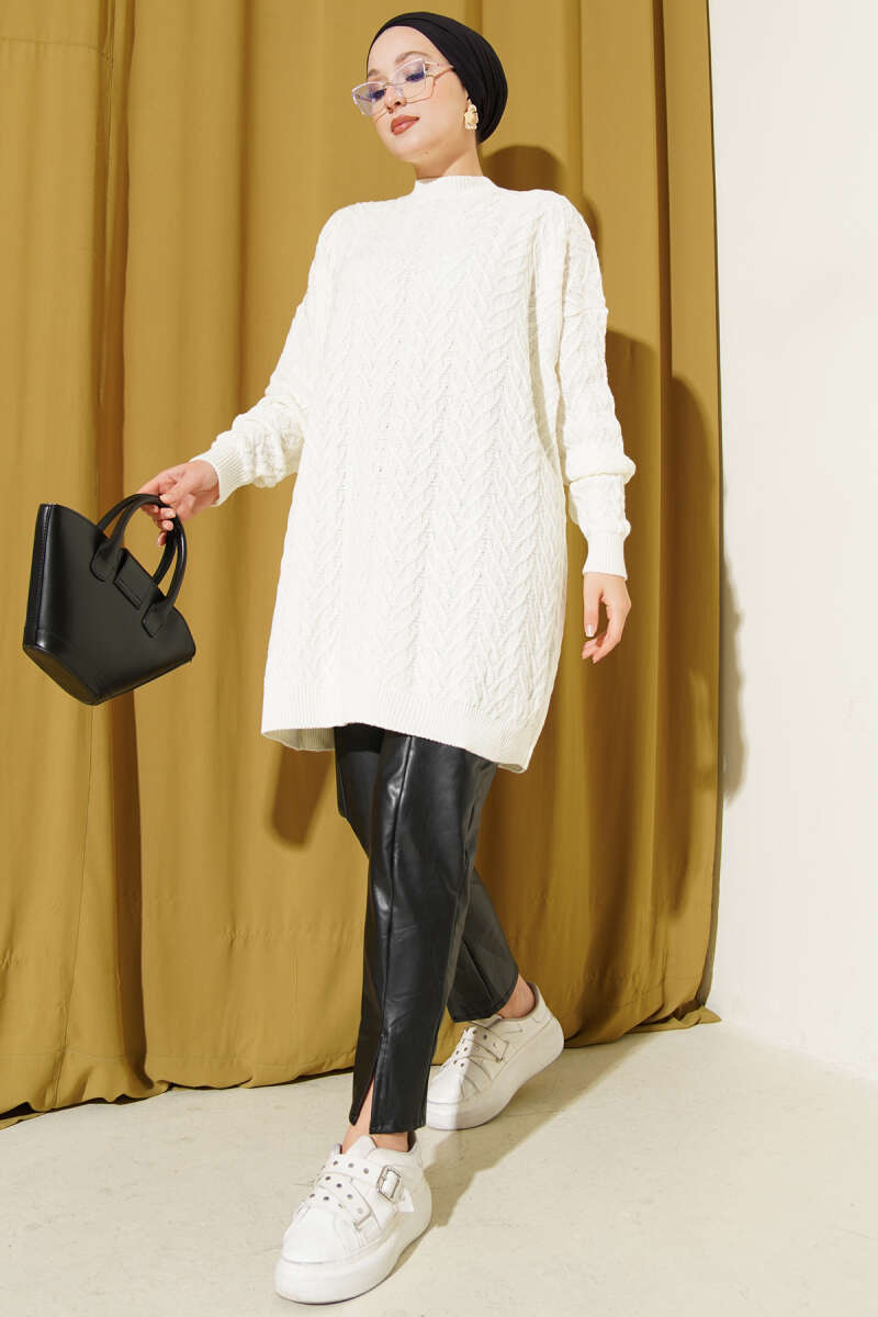 Zigzag Örgü Triko Tunik