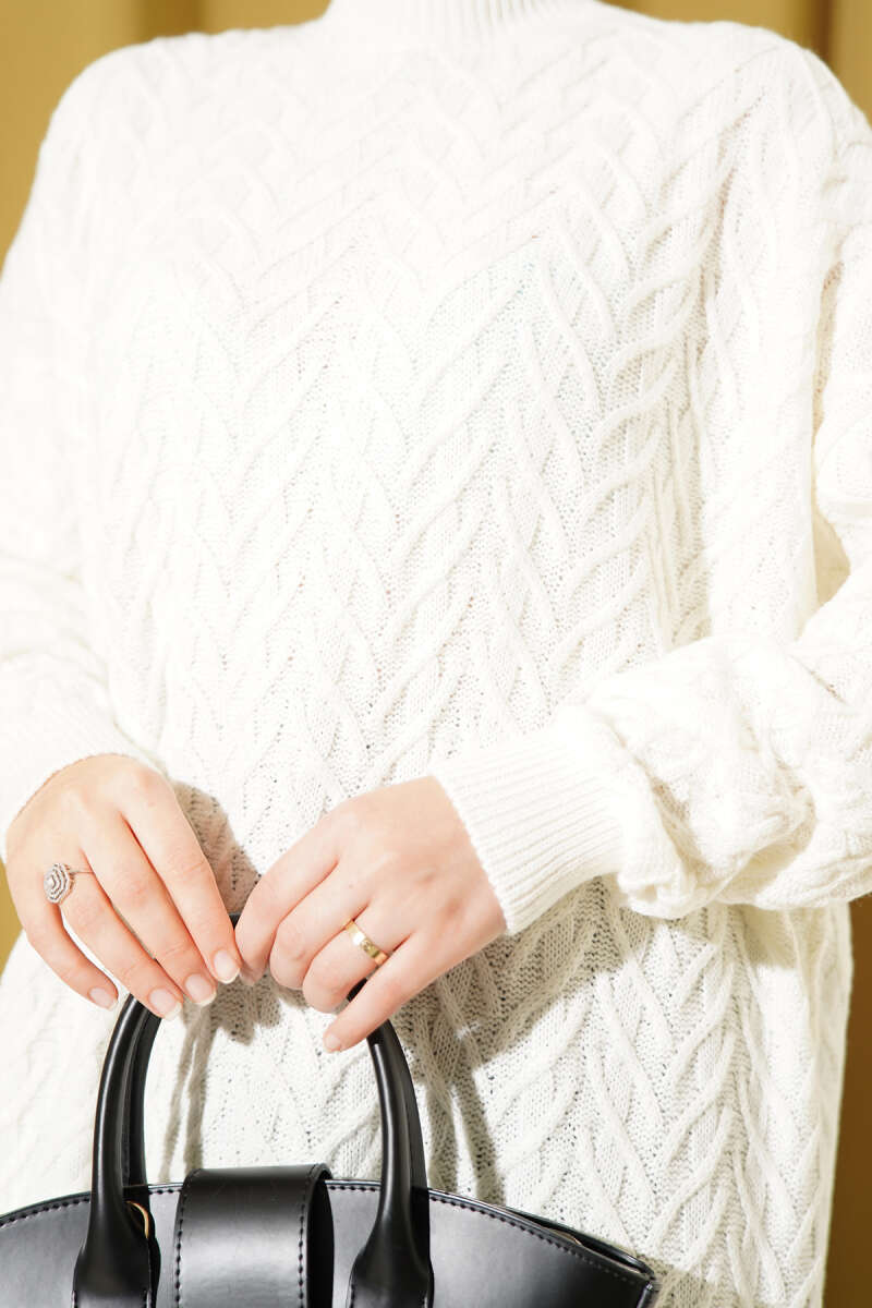 Zigzag Örgü Triko Tunik