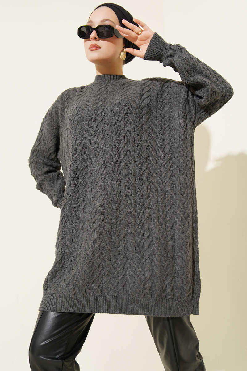 Zigzag Örgü Triko Tunik