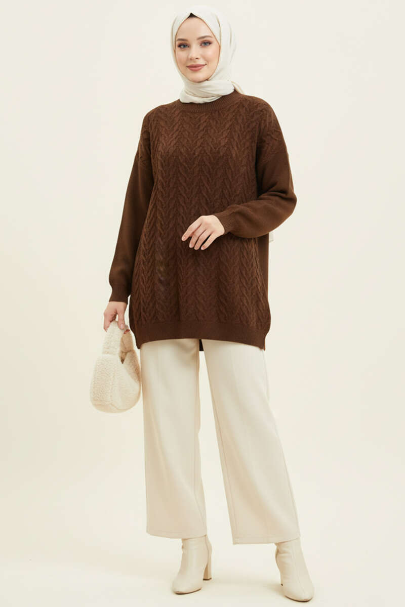 Zigzag Örgü Triko Tunik