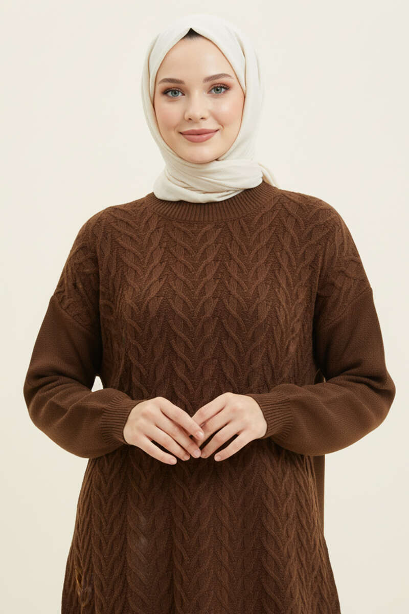 Zigzag Örgü Triko Tunik
