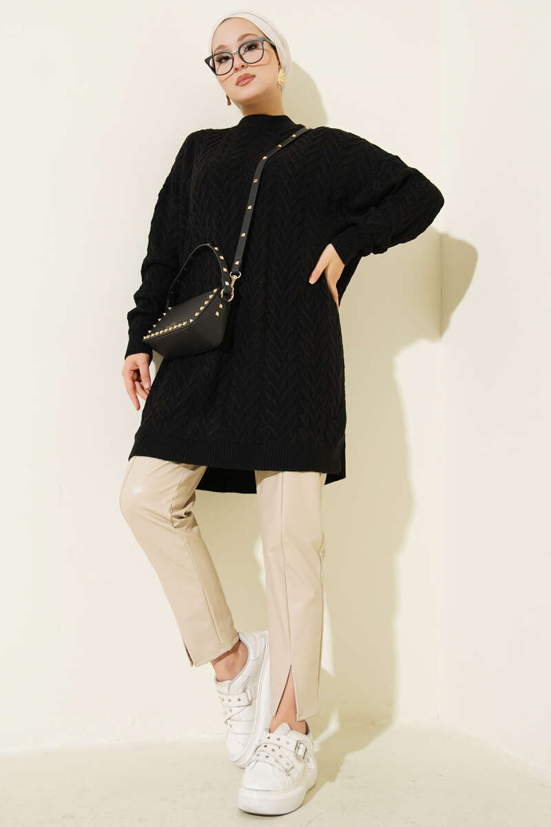 Zigzag Örgü Triko Tunik
