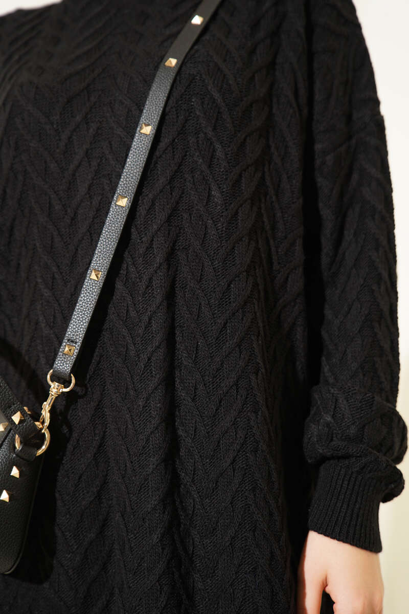 Zigzag Örgü Triko Tunik