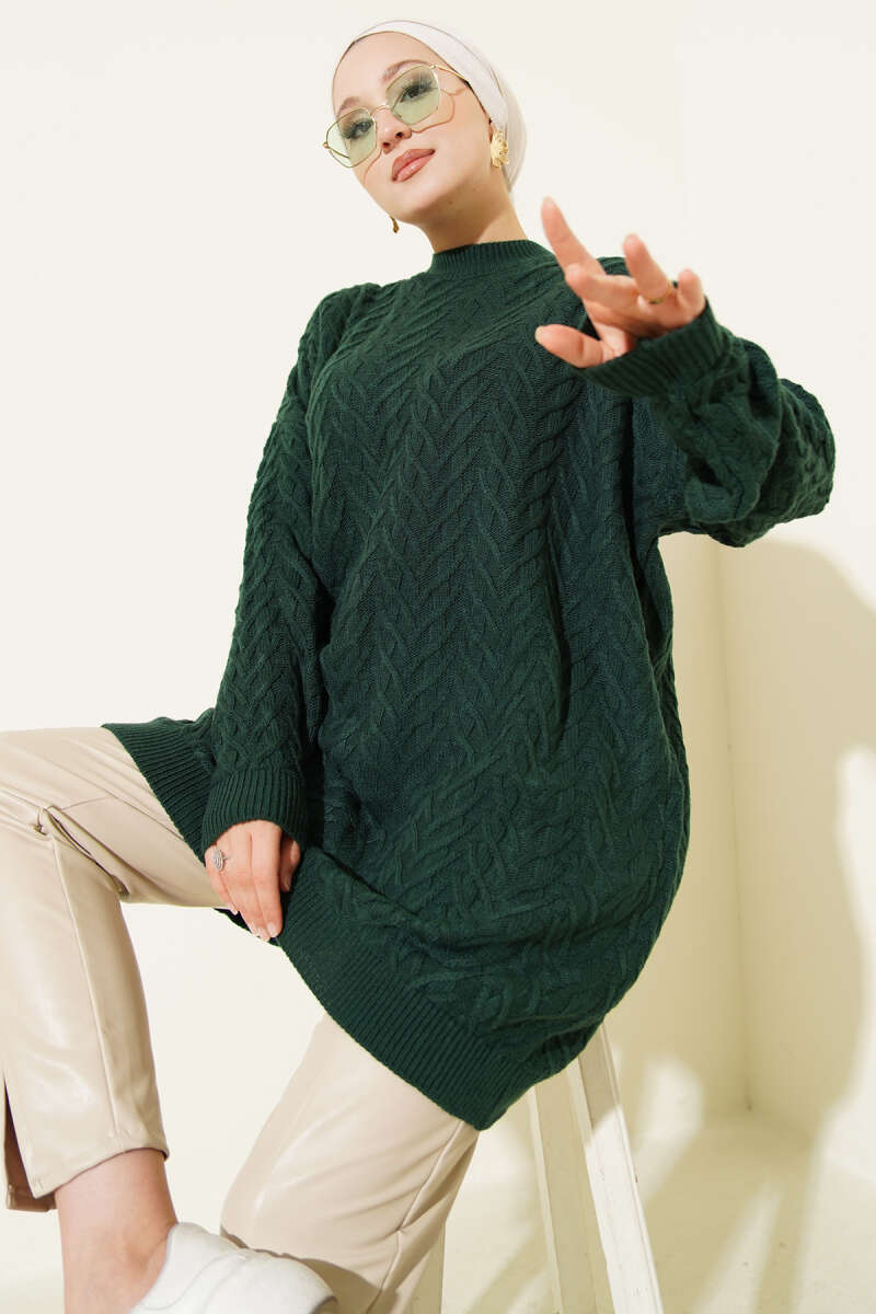 Zigzag Örgü Triko Tunik