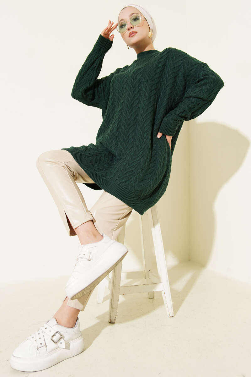 Zigzag Örgü Triko Tunik