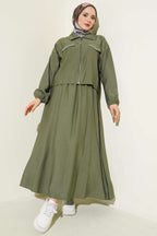 Zımba Cep Kapaklı Etekli İkili Takım Haki