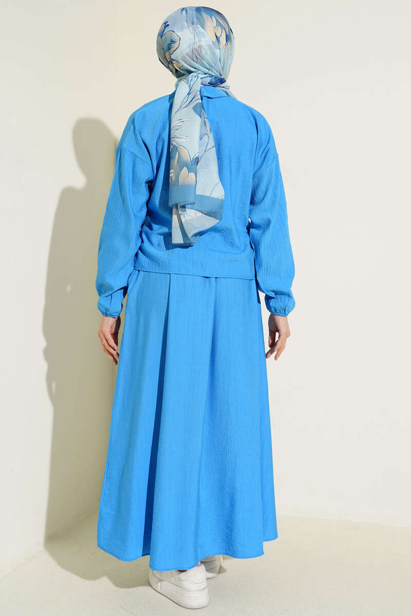 Zımba Cep Kapaklı Etekli İkili Takım Mavi