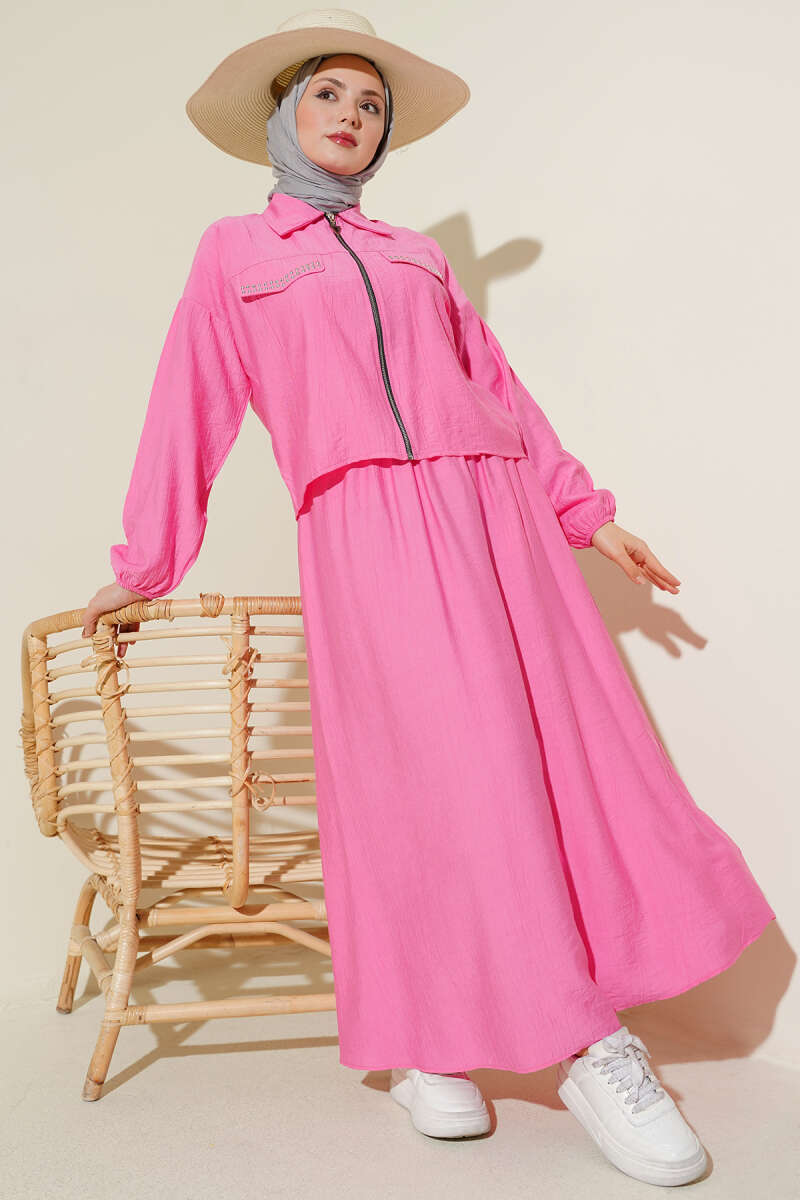 Zımba Cep Kapaklı Etekli İkili Takım