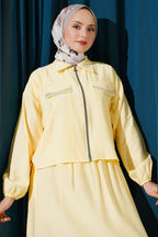 Zımba Cep Kapaklı Etekli İkili Takım Sarı