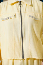 Zımba Cep Kapaklı Etekli İkili Takım Sarı