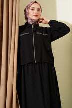 Zımba Cep Kapaklı Etekli İkili Takım Siyah