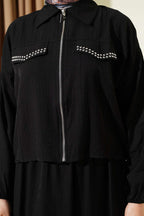 Zımba Cep Kapaklı Etekli İkili Takım Siyah