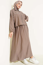 Zımba Cep Kapaklı Etekli İkili Takım Vizon